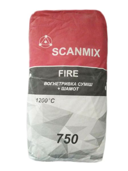 Суміш для кладки каміна Scanmix Fire (25кг) 682003136 фото