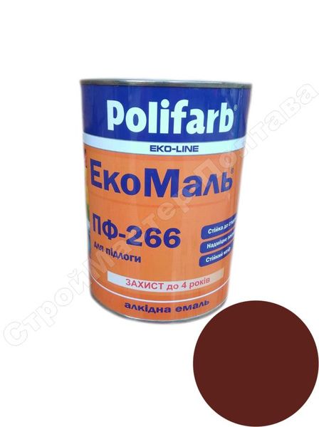 Эмаль ПФ-266 красно-коричневая (0,9кг) Polifarb ЭкоМаль SN02312 фото