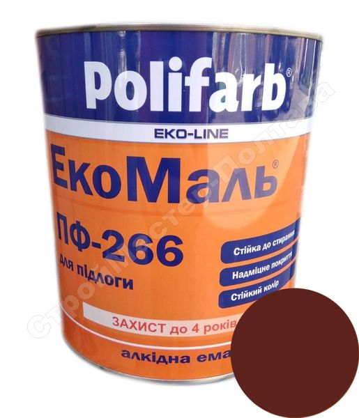 Эмаль ПФ-266 красно-коричневая (2,7кг) Polifarb ЭкоМаль SN02313 фото