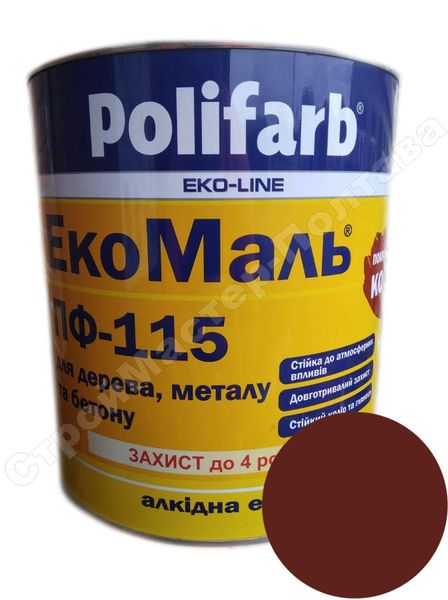 Эмаль ПФ-115 красно-коричневая (2,7кг) Polifarb ЭкоМаль SN02287 фото